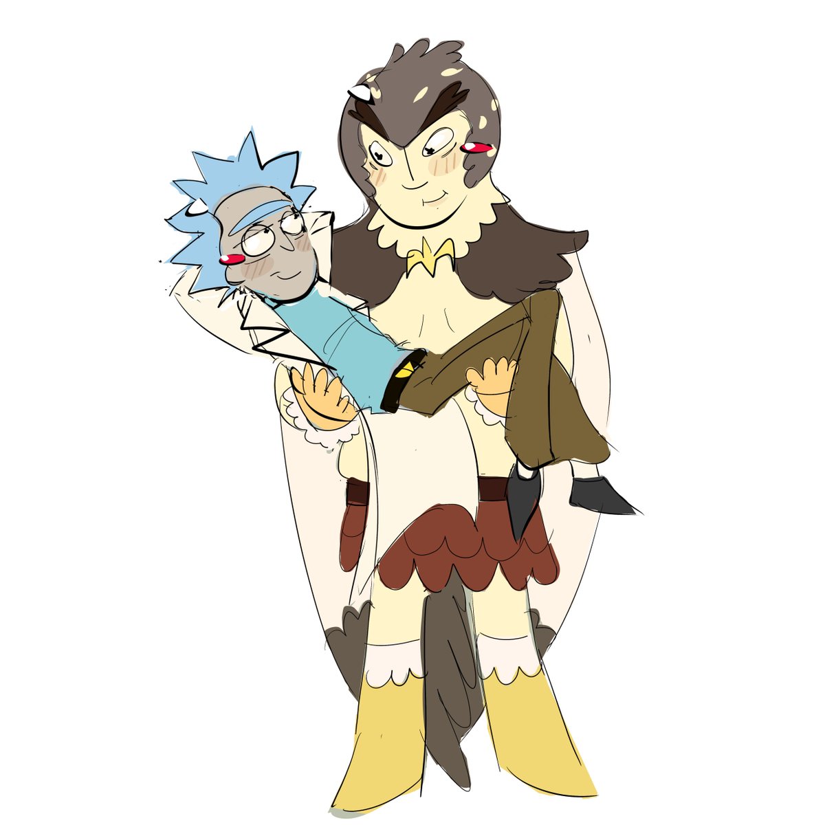 pure_done2's tweet photo. Wait is that Rick Sanchez and bird person #BirdRick #RickandMorty https://t.co/xm72vhRcbZ