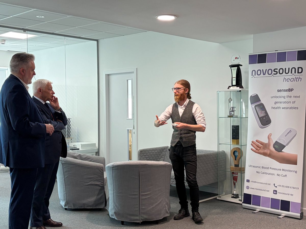 UniWestScotland's tweet photo. Great to have @GeorgeAdam MSP visit our Paisley campus this morning to see some of our latest updates and innovations at UWS. He met with colleagues from our spinout companies, @novosounduk and WellFish Tech, tested our aerospace simulator, and visited our mock courtroom. https://t.co/X2uxNdf5Ho