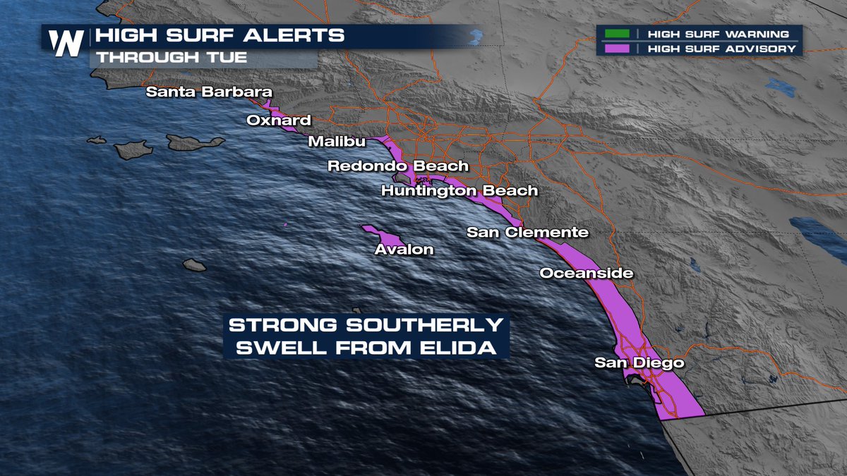 TabanSharifi's tweet photo. 🌊OC & SD Beaches HEADS UP:
Far away tropical systems can still bring impacts to the coast! #Elida (now post tropical) will increase surf and rip current dangers along the Southern CA coastline through Tue (7/21). Surf between 4-8'.
#orangecounty #sandiego #HurricaneSeason2026 https://t.co/5Dc2zzVdc9