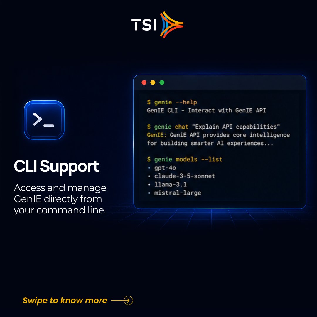 TPFSoftware's tweet photo. What if your AI could do more than answer questions?
With GenIE APIs, it can understand, create, analyze, and automate, so you spend less time on repetitive tasks and more time building what matters. (2/2)

#GenAI #APIs #DeveloperCommunity #AIInnovation #BuildWithAI #zTPF #zTPFGI https://t.co/Y8jXRiLQri