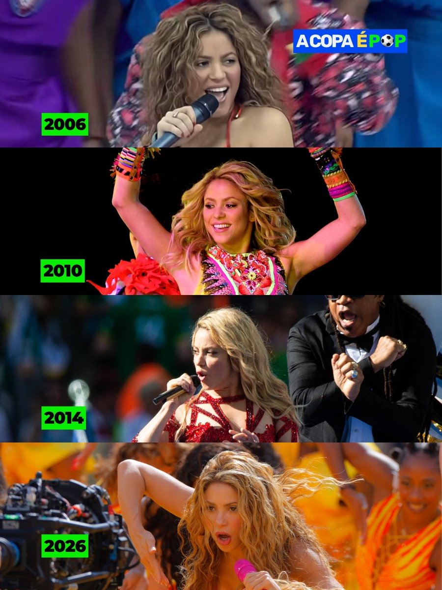 papelpop's tweet photo. Rainha latina! Rainha das Copas! @shakira é a única artista a participar de quatro finais de Copas do Mundo: 2006, 2010, 2014 e, agora, 2026. É um hit atrás do outro! Qual sua música preferida? 🚨⚽️ https://t.co/RRehJJKe1k