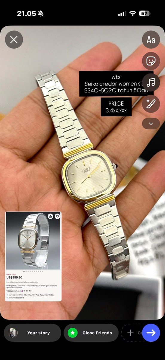 nirmalaaaaax's tweet photo. buat watch enthusiast, aku ada Seiko credor 2340-5020 tahun 80 an, women sz yaa, rare find! dm me if you're interested 😍🥰😎 https://t.co/3T5JLE6LIH