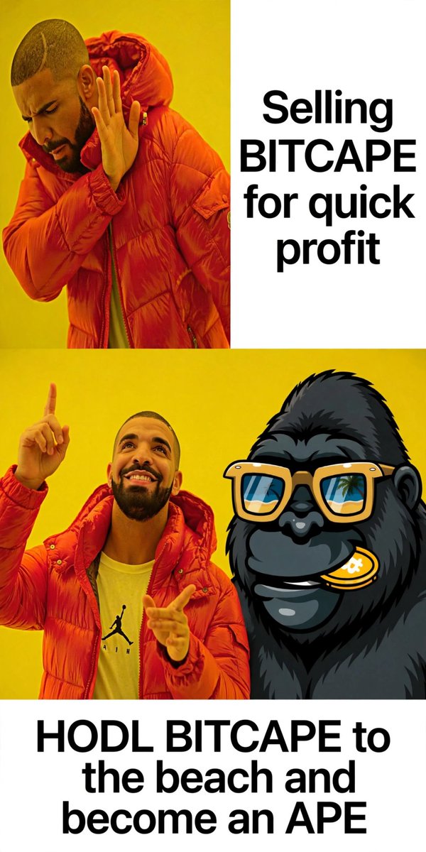 XnoxWeb3's tweet photo. Selling BITCAPE for quick profit? ❌

HODL BITCAPE to the beach and become an APE? ✅🦍🌴

Easy choice.

I'm not selling until I'm sipping coconut on BITCape island 🥥

@BITCape @Smard_Intel 

#BITCape #CryptoMeme #ApeLife https://t.co/sA2VnmLEtC