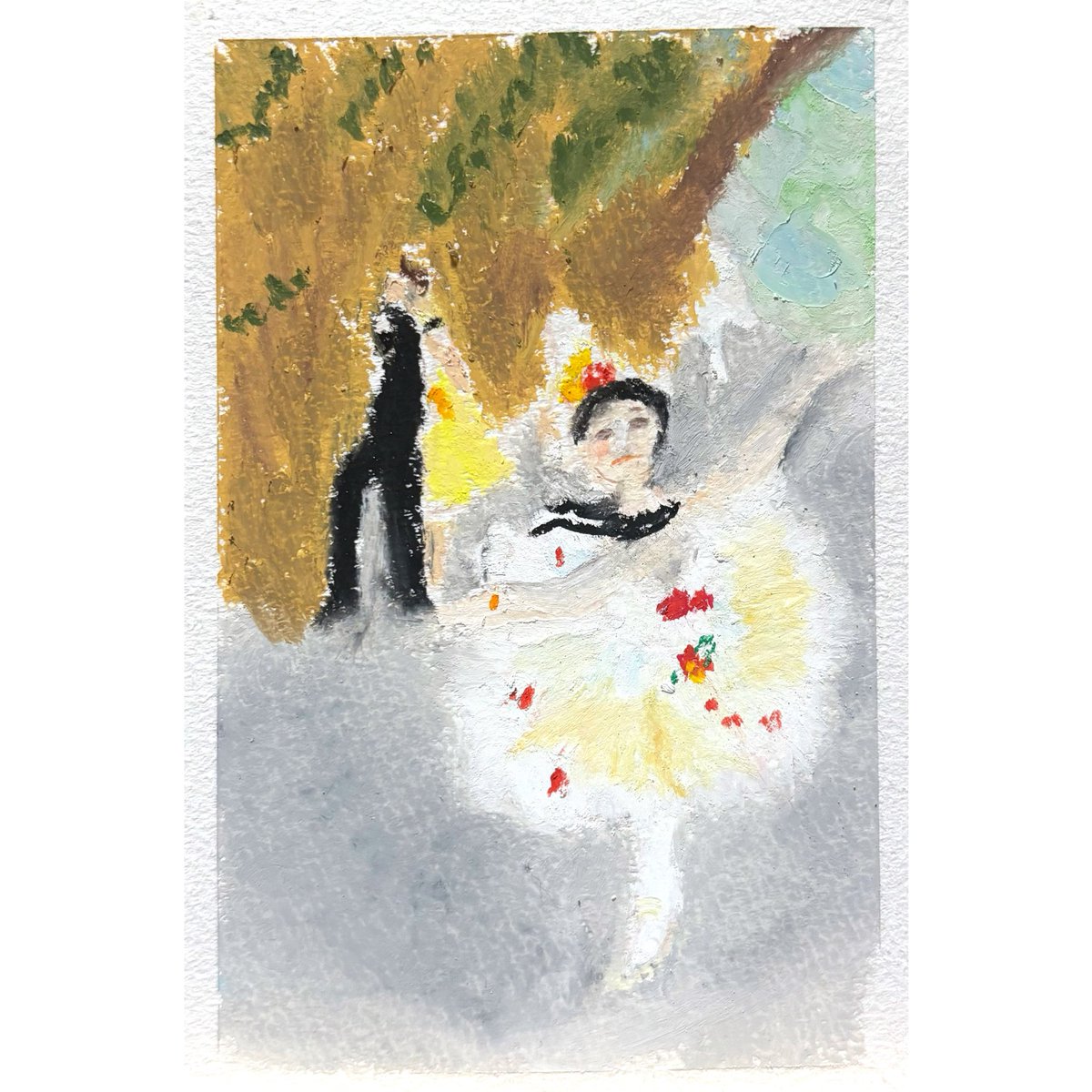 原画：ハガキサイズ】 天体観測 オイルパステル画 原画：ハガキサイズ