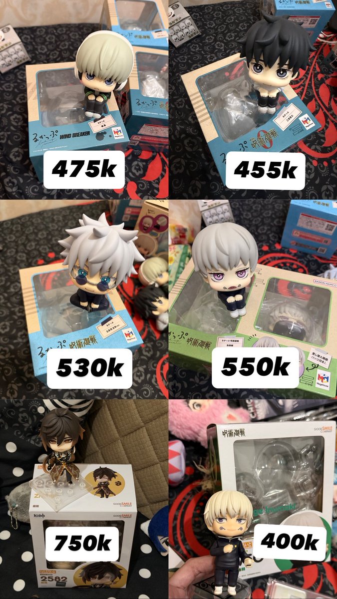 mawaumay's tweet photo. WTS ‼️
Nendoroid : Inumaki Toge, Zhongli, Loid Forger, Satoru Gojo, Daisuke Kambe
Rukkapu / LookUp : Ren Kaji, Inumaki Toge, Satoru Gojo, Okkotsu Yuta

#warunganime #warungjjk #jjk #windbreaker #spyxfam #genshinimpact #wtsanime https://t.co/11EBvLDvU0