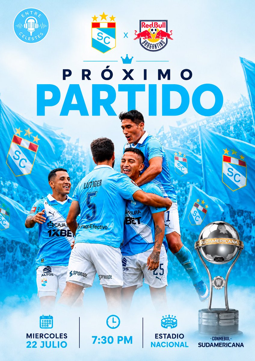 EntreSCelestes's tweet photo. ¡Noche de Sudamericana!
Sporting Cristal recibe este miércoles desde las 7:30 pm a Bragantino por la Conmebol Sudamericana.
#entrescelestes #sportingcristal🇵🇪 #fuerzacristal🩵 #copasudamericana🏆 #viralpost❤️❤️ https://t.co/l9w1pVa1V0