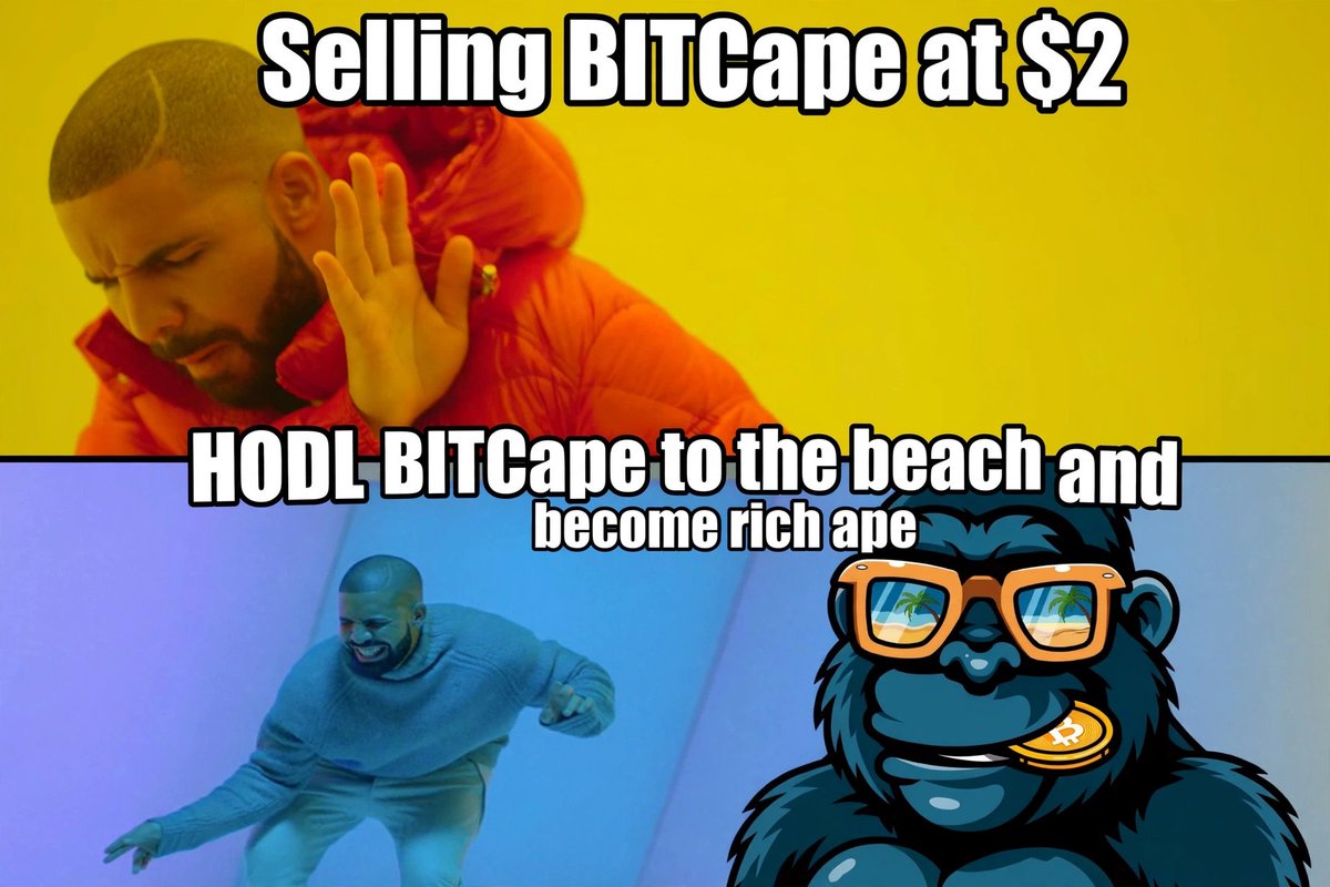 XnoxWeb3's tweet photo. Selling BITCape at $2? ❌

HODL BITCape to the beach and become rich ape? ✅🦍🌴

I'm not selling my $2 bag until I'm on a real beach.

@bitcape 

#BITCape $BITCAPE #HODL https://t.co/CeDlj9GPPJ