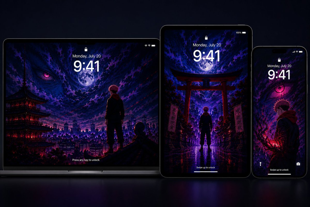 HilFredrick's tweet photo. I wanted a wallpaper that felt like stepping into a dark anime world.

So I made one.

Designed individually for Desktop, Tablet, and Mobile instead of simply cropping the same image.

Which one would you use?

🌑 4K wallpapers below.

#AnimeWallpaper #Wallpaper #DigitalArt #4KWallpaper #iPhoneWallpaper #DesktopWallpaper #AnimeArt