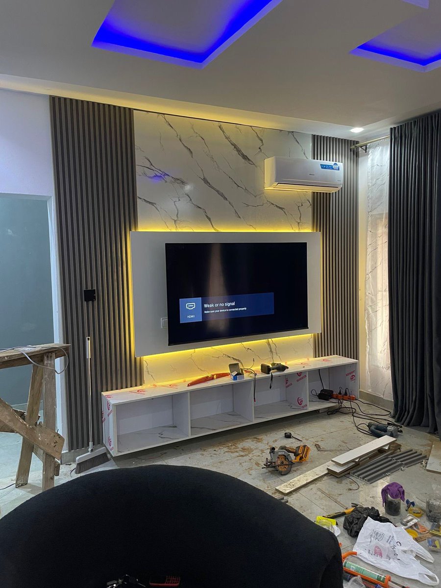 fessyinterior's tweet photo. @_belikebaddy Work In progress with this project We don’t just build furniture—we create spaces you’ll love coming home to. 🏠

Custom TV wall and media console by FESSY Furniture &amp; Interior Solutions.
📩 Send a DM to bring your ideas to life. https://t.co/nWwtBTRUGa