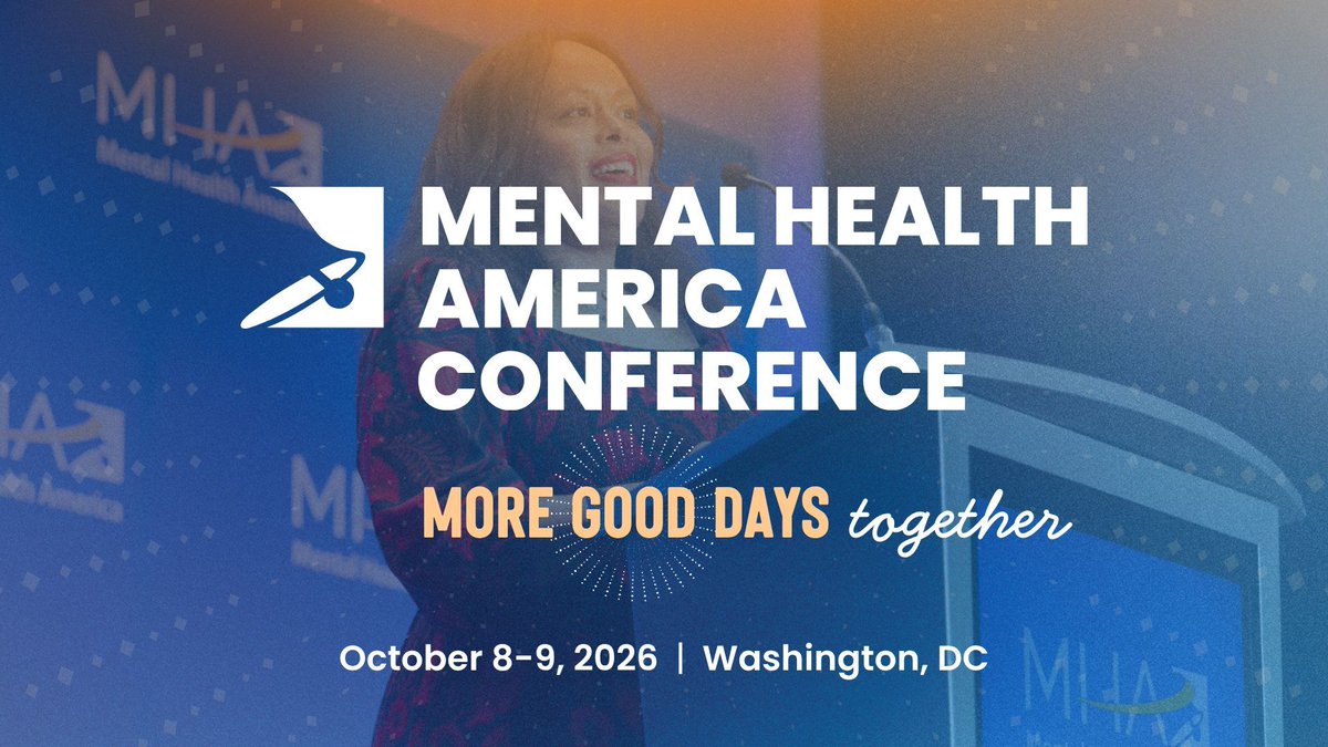 MentalHealthAm's tweet photo. The 2026 Mental Health America Conference is less than THREE MONTHS away! Have you registered yet?

Space is limited! Secure your registration for the Mental Health America Conference this October 8-9 in Washington, DC, at the link below.

https://t.co/HcujjUQTuh https://t.co/zndZQXfe6K