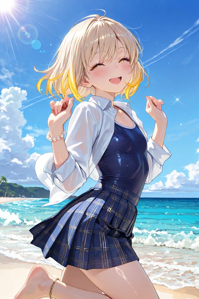 mnnlps08's tweet photo. 火曜日になりました✨️
#火曜スク水Lover のお時間です💕

梅雨明けからの海の日！ということは…
今週のサブテーマは 「海開き🌊」
一緒に真夏の日差しを浴びて、スク水のYo！Say！を目指しましょう✨️

もちろん通常投稿も大歓迎💕

ルール詳細はALT欄をご覧ください👀
Let's スク水💕

#AIart
#AIイラスト