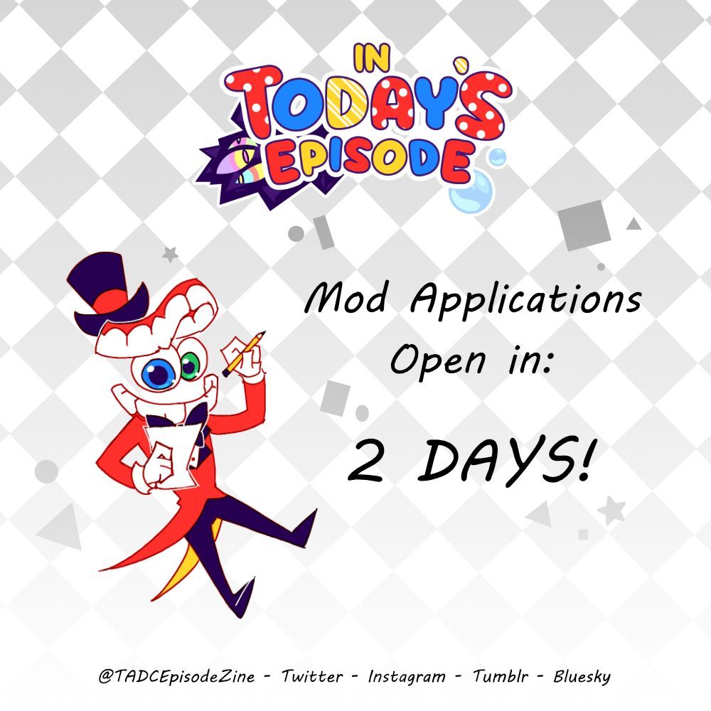 tadcepisodezine's tweet photo. That it's news to you—
Did you hear the news? We want you— Yes, you!— to join our team! Check back in just two days for our Moderator Applications and give it a try!
#tadc #tadczine #theamazingdigitalcircus #fandomzine #modapps #zinemodapps https://t.co/fWvEmLGXfI