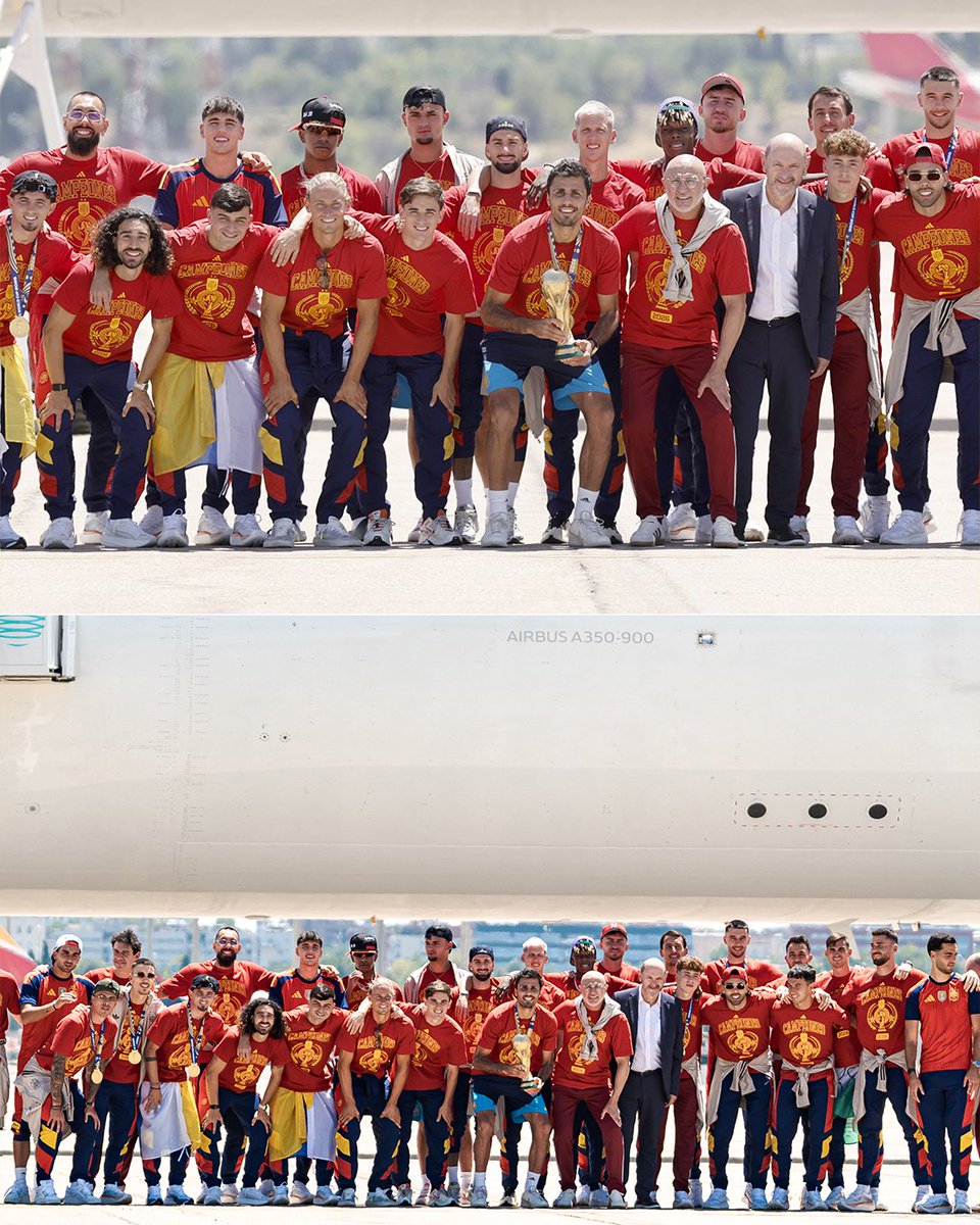 brfootball's tweet photo. The champs are home 🛬🇪🇸 https://t.co/YZnBAb8KjY