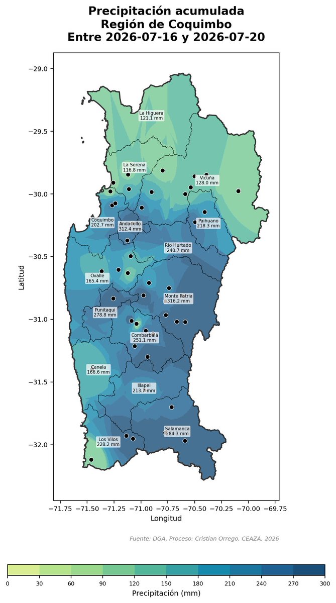 ceazamet's tweet photo. Adjuntamos los totales hasta 20 jul 10am de precipitaciones en la Regiones de Atacama y Coquimbo. Los valores comunales son los promedios de todos los puntos. https://t.co/kLfWNqE4in