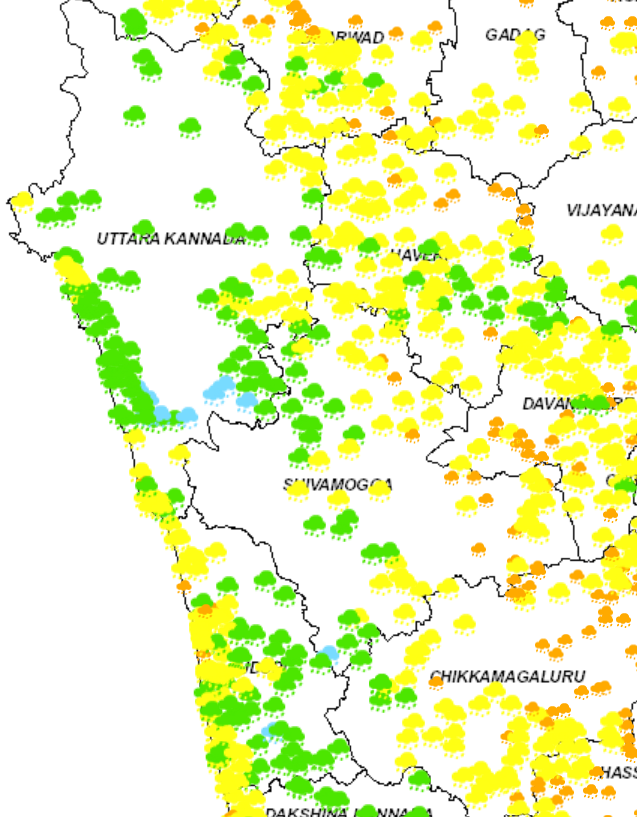 namma_vjy's tweet photo. Widespread rains across the State since 8.30AM.

UK recorded heavy rains since this morning and topped the charts.

• 101.0 mm RAIN Recorded At Nagarbastikeri in UTTARA KANNADA District.
• 84.0 mm RAIN Recorded At Hereangadi in UTTARA KANNADA District.
• 83.5 mm RAIN Recorded At Wajgod in UTTARA KANNADA District.
• 72.5 mm RAIN Recorded At Neere in UDUPI District.
• 71.5 mm RAIN Recorded At Itgi in UTTARA KANNADA District.

#KarnatakaRains