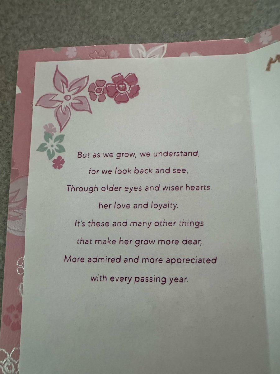 gracelover712's tweet photo. It’s tough to be in a world where you have a daughter who hates you. And that is my world. I haven’t seen her for seven years.
Then, you have a son. A 39-year-old son who gives you a birthday card that says this.
Thank you Lord…. Thank you. https://t.co/WiAR6FKpRf