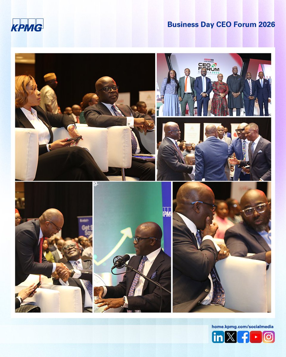 KPMG_NG's tweet photo. At the 𝟐𝟎𝟐𝟔 𝐁𝐮𝐬𝐢𝐧𝐞𝐬𝐬𝐃𝐚𝐲 𝐂𝐄𝐎 𝐅𝐨𝐫𝐮𝐦, 𝐓𝐨𝐥𝐚 𝐀𝐝𝐞𝐲𝐞𝐦𝐢, CEO, KPMG One Africa, delivered the keynote address on how Nigeria can build on recent economic reforms and macroeconomic stability to drive inclusive growth and improve outcomes for its citizens. https://t.co/46KeVhTsrt