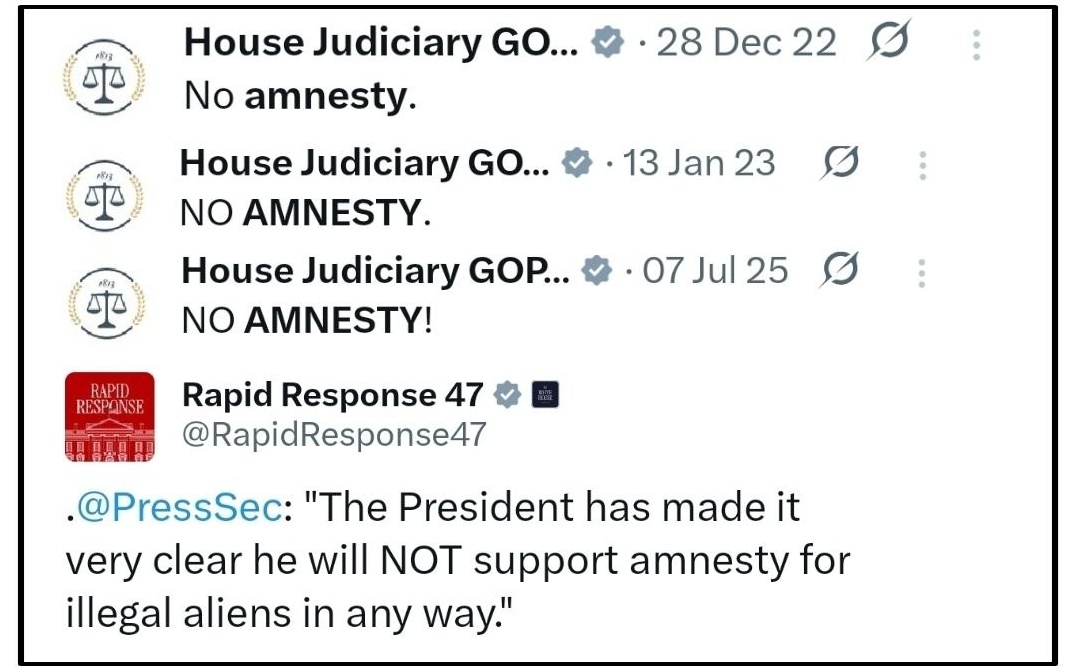 derzum_'s tweet photo. Any attempt at amnesty is dead; neither Trump's White House nor the House Judiciary Committee will sign for it.

This is another bipartisan pandering proposal for alien constituents and business interests. While that merits pushback in itself, amnesty is now on the losing side. https://t.co/gt6itRG2wk