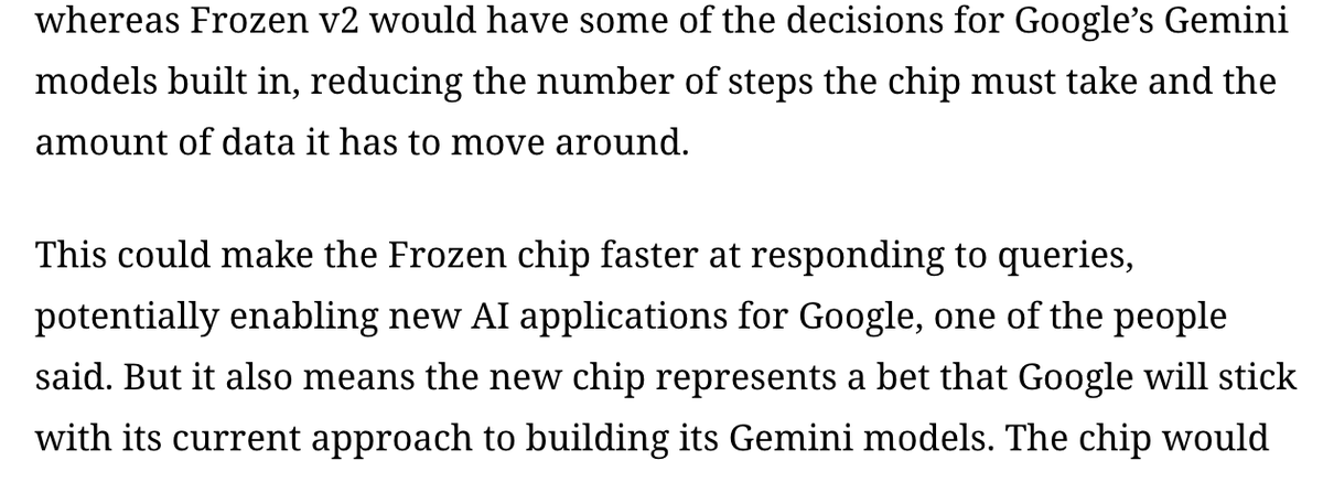 amir's tweet photo. 🔥chip news: Google planning to bake LLM architecture into new AI server chips (non-TPUs) to run Gemini 6-10x more efficiently https://t.co/LJeaw3a8ql