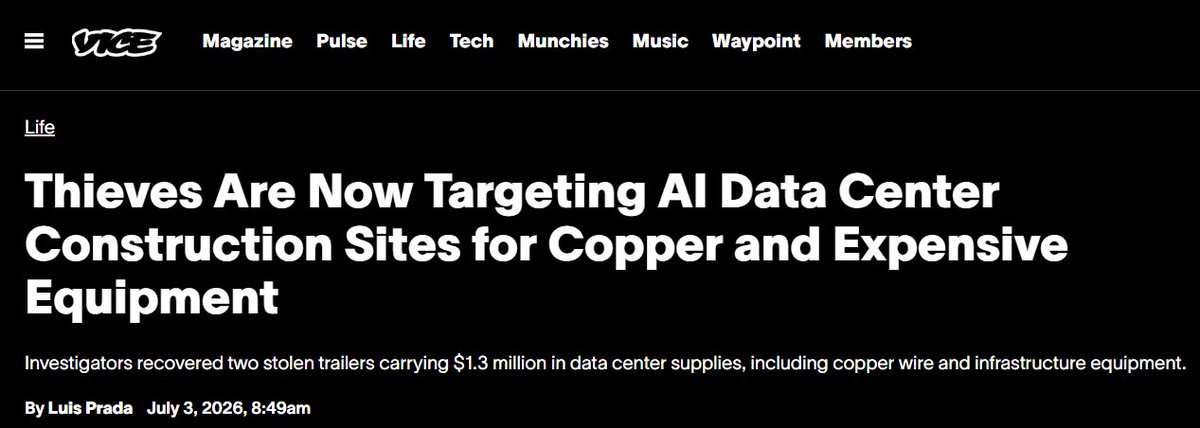 troodonvet's tweet photo. Di Amerika, AI data center udah banyak ditarget ama maling buat kabel sama peralatannya...   

Nah, di Indonesia kan ada namanya "Rayap Besi", jadi...ya... gitulah hehe 😉 https://t.co/oz6vIginv4