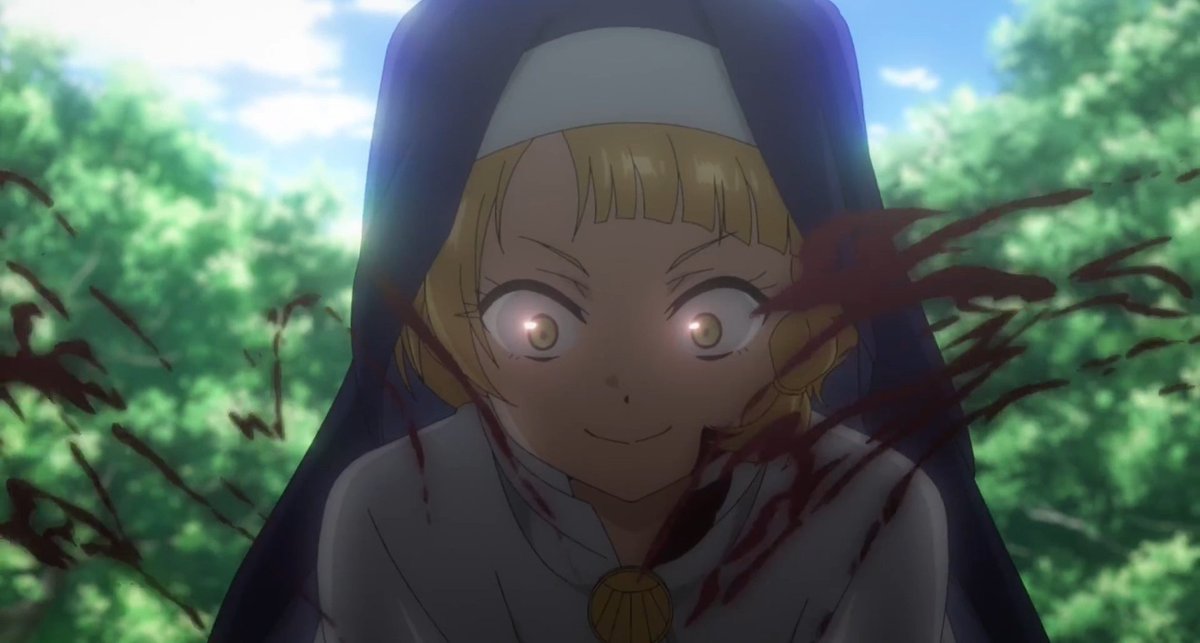 LeJamesAu's tweet photo. I......I wasn't expecting even this clergywoman to be down with snuffing out some bandits too🫨
I love it!😈
She even took the bandits gold tooth 😭
Ellie has a new sister in arms now!😂⛪️
#ALividLadysGuideToGettingEven #anime https://t.co/rpaGfXdvra