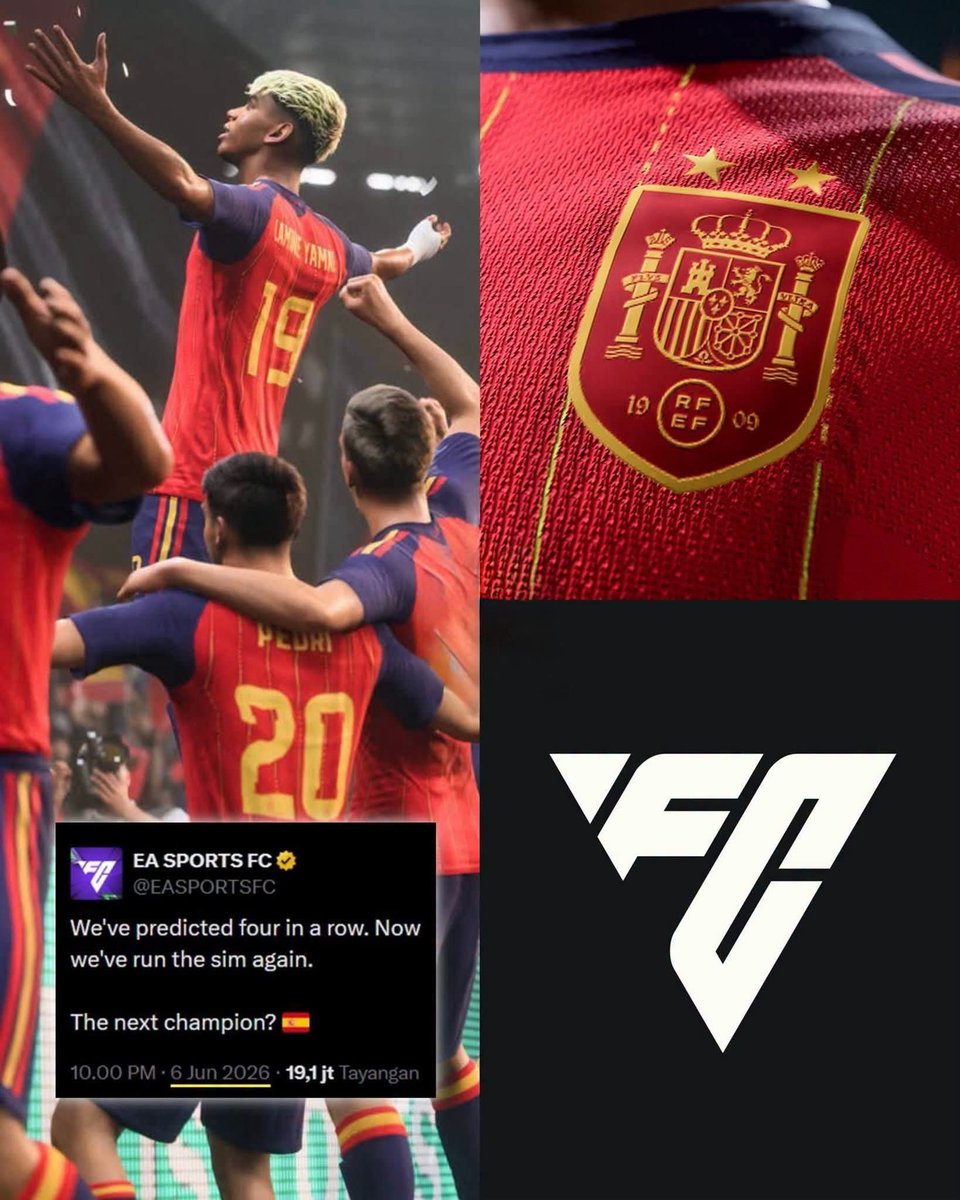 sam_71v's tweet photo. يا ساتر على التوقع.. 🎮🔥

يوم 6 يونيو EA Sports FC قالت: إسبانيا بتاخذ كأس العالم 2026..

والحين جابوها بالحرف 😱

يعني شوف السالفة:

🇪🇸 2026: إسبانيا
🇦🇷 2022: الأرجنتين
🇫🇷 2018: فرنسا
🇩🇪 2014: ألمانيا
🇪🇸 2010: إسبانيا

خمس بطولات ورا بعض.. وكل مرة التوقع يصيب..

هذي مب صدفة خلاص.. 

كل مونديال ينزلون توقع، وبكل مرة يقولون: "هذا البطل"..

 ويطلع ه�� البطل.. 😳🔥

#كأس_العالم #FIFAWorldCup