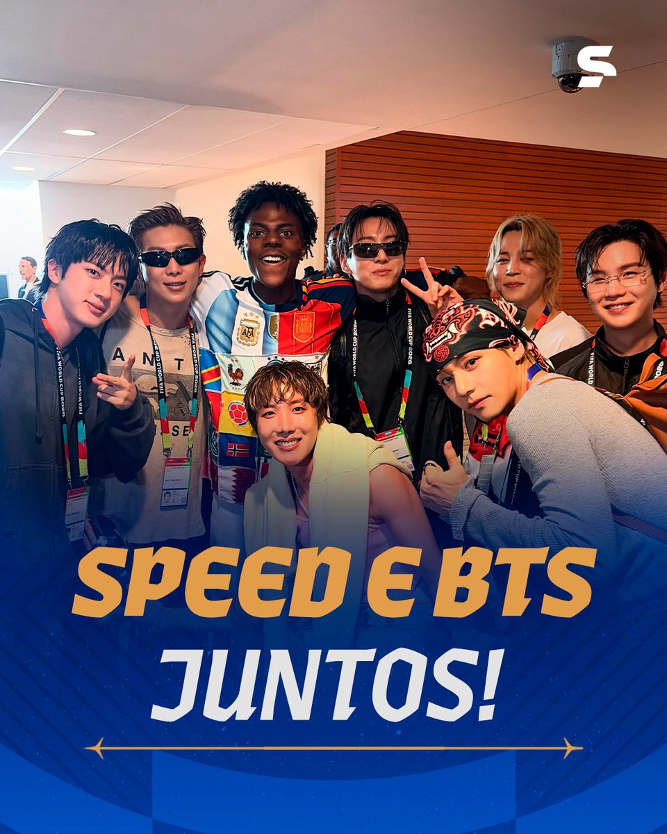 sportv's tweet photo. O ENCONTRO MAIS ESPERADO! 🗣️🏆

IShowSpeed encontrou os integrantes do BTS durante a final da Copa do Mundo e ficou MALUCO ao ver os cantores. Se liga no momento do encontro entre o streamer e os mais famosos do K-Pop, torcedor!

📸: @ishowspeed

*Contém legenda automática

#CopaNaGlobo #ViveNaGente #BTS #IShowSpeed #Jungkook