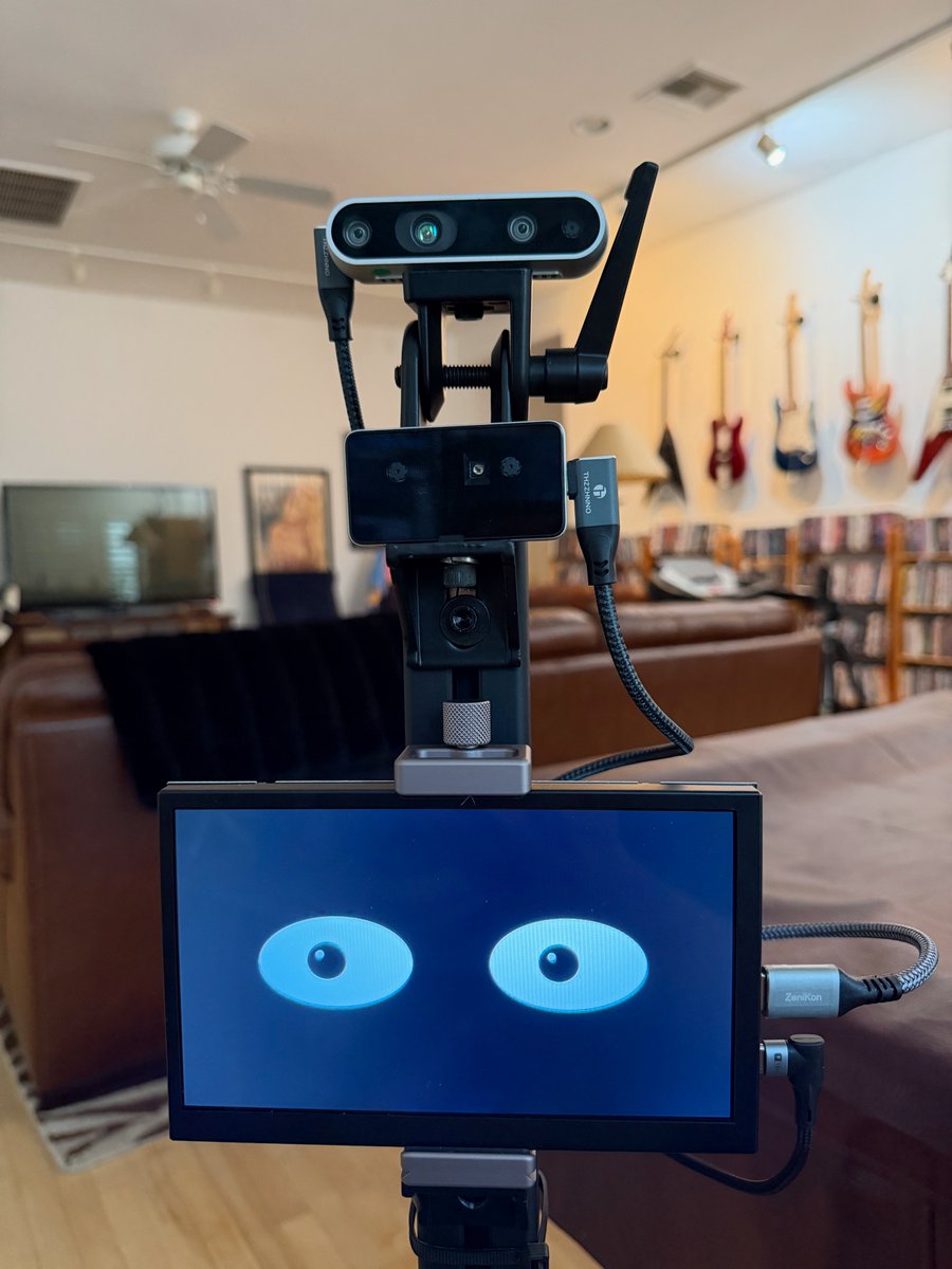 chrismatthieu's tweet photo. Bob, my new @AgenticROS (#OpenClaw + #ROS) robot, is now running both a @RealSenseai D435i stereo depth camera AND a @RealSenseai F500 facial authentication camera.
It now knows who is boss, me (I think) 😂 https://t.co/w2HHBGnWSQ