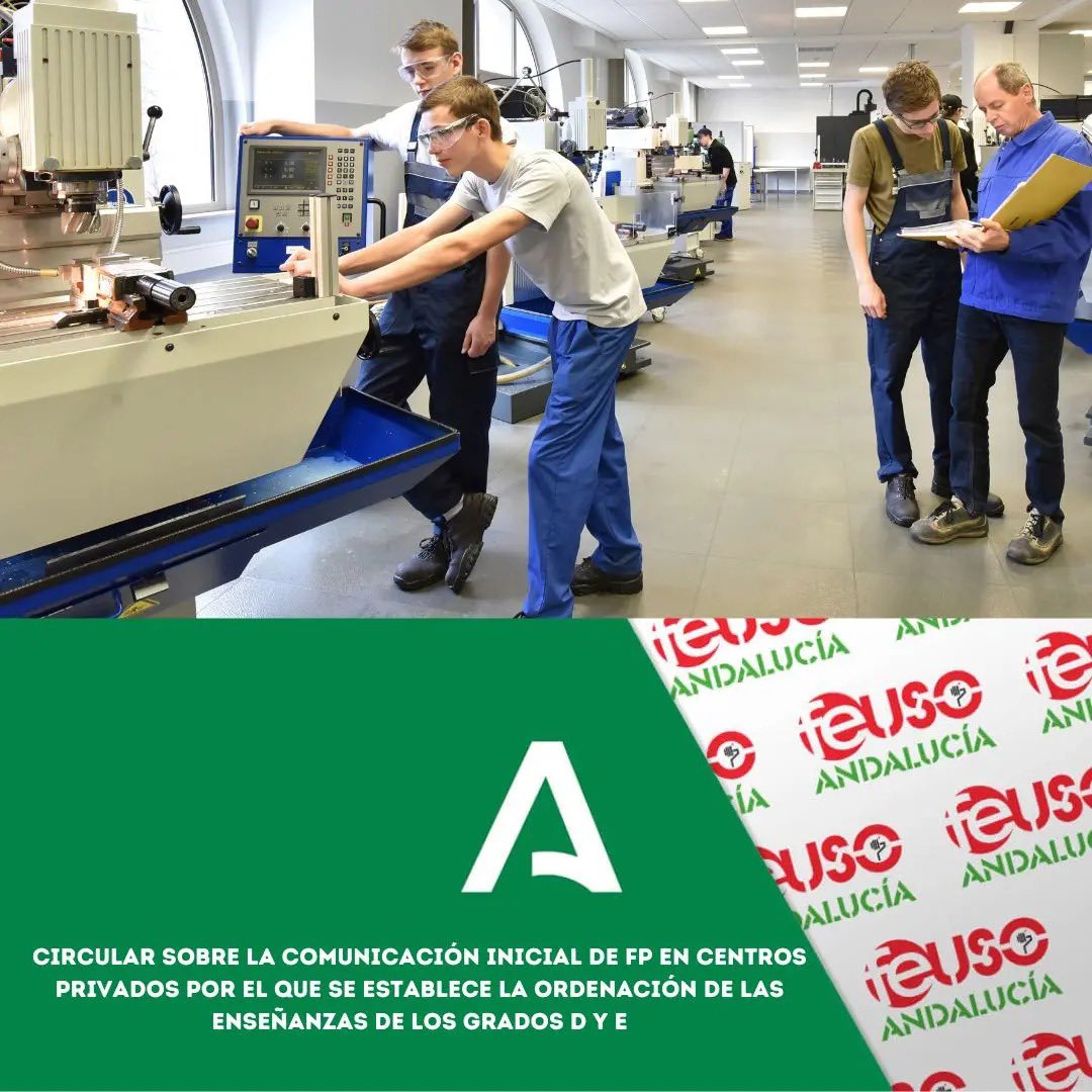 FEUSO_ANDALUCIA's tweet photo. ⭕️USO INFORMA: CIRCULAR FP PRIVADA

Circular sobre la comunicación inicial de FP en centros privados por el que se establece la ordenación de las enseñanzas de los grados D y E.

🔗 https://t.co/jAc6oz1OIG
👍📝 Afíliate:  https://t.co/aw3Ainy3H8
#ConUSOmejor #AfíliateaUSO https://t.co/HMQo71haO3