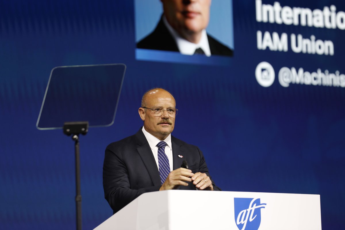 IAM_Union's tweet photo. Working people belong where decisions are made.

At the @AFTunion Convention, IAM Int'l President @IAMBrianBryant called for more union members to run for office and celebrated our own @TaylorRehmetTX, the first rank-and-file union member elected to the Texas State Senate. https://t.co/1Mcd0oZZ5e