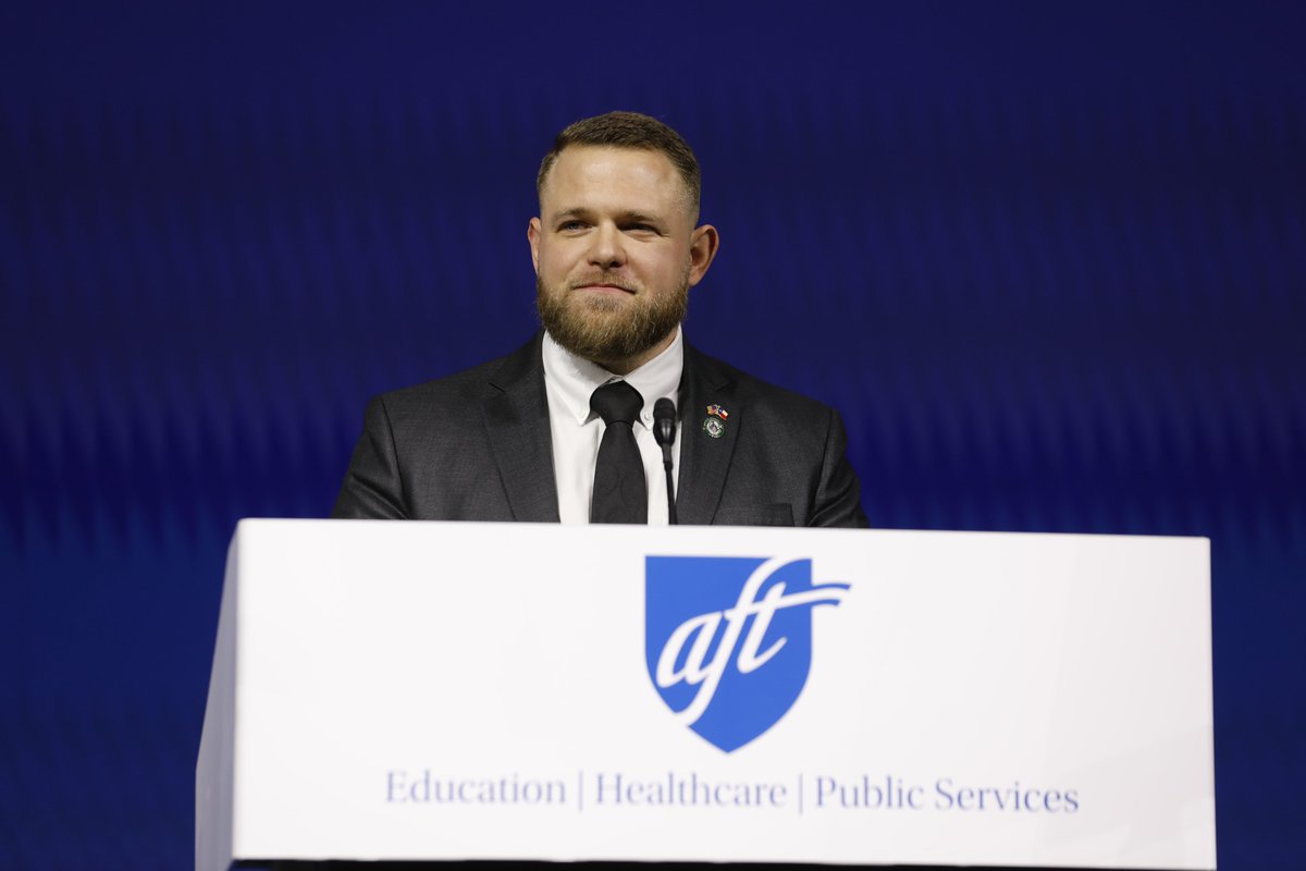 IAM_Union's tweet photo. Working people belong where decisions are made.

At the @AFTunion Convention, IAM Int'l President @IAMBrianBryant called for more union members to run for office and celebrated our own @TaylorRehmetTX, the first rank-and-file union member elected to the Texas State Senate. https://t.co/1Mcd0oZZ5e
