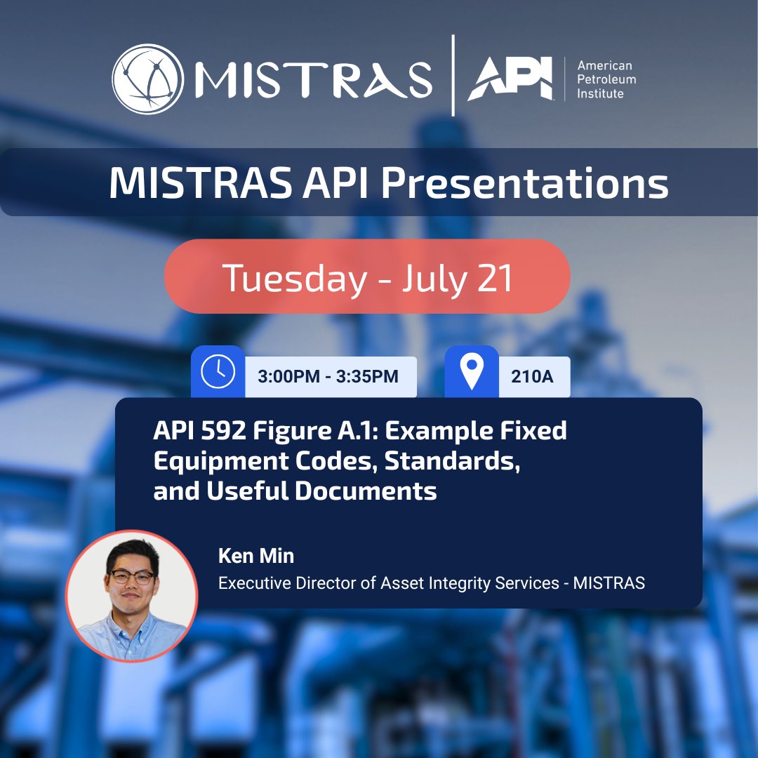 MISTRASGroup's tweet photo. You can’t miss MISTRAS at this week’s #APIInspectionSummit! When the show kicks off tomorrow, be sure to check out our experts’ Tuesday presentations.
Stop by Booth #320 to speak with the presenters and see our latest technology demos.
#API2026 #MISTRAS https://t.co/QuFd2yXPOV