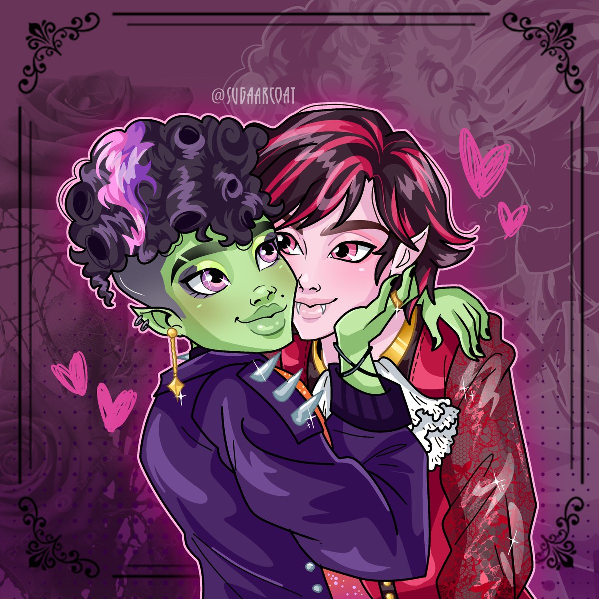 sugaarcoat1's tweet photo. I think I'm too late to do this drawing hehe ❤💚 #monsterhigh #pride https://t.co/QNjUYcLT07