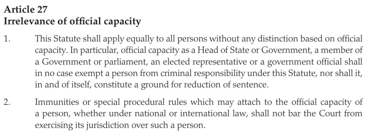 EpshtainItay's tweet photo. On the debate over whether New York City under @NYCMayor could arrest Benjamin Netanyahu @netanyahu, one point deserves to be separated from the political rhetoric.

The United States is, unfortunately, not a Party to the Rome Statute of the @IntlCrimCourt, and a municipal authority cannot create treaty obligations where none exist.

The @UN and the ICC have a Relationship Agreement, and the Secretary-General routinely cooperates with the Court within the limits of the UN Charter and the Convention on the Privileges and Immunities of the United Nations. The UN is, however, not bound by the Statute in the same way that States Parties are. It cannot be under a treaty obligation to arrest and surrender individuals such as Netanyahu. 

But should Mr Netanyahu enter the territory of a State Party, another rule applies. Article 27 of the Rome Statute is unequivocal: official capacity, including as a Head of Government, does not exempt a person from the Court's jurisdiction. The arrest warrant - in his case for war crimes and crimes against humanity - concerns an individual, not an office.

That is one of the Rome Statute's clearest expressions of the principle that no one is above the law.