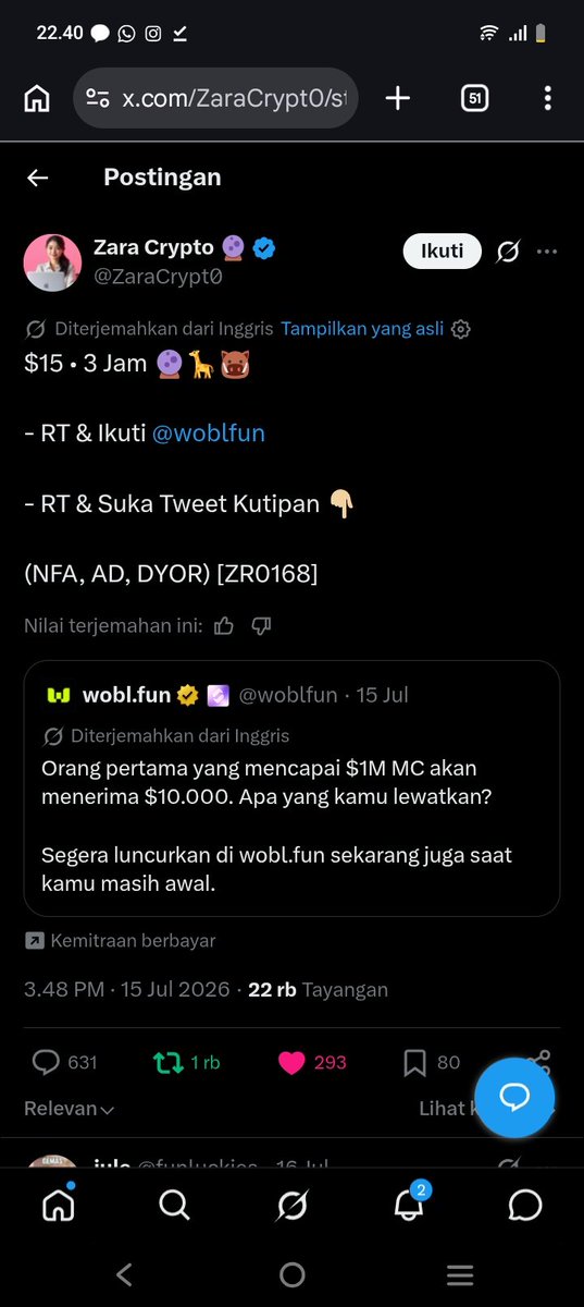 XmieenZ's tweet photo. @ZaraCrypt0 @woblfun done wml https://t.co/MO0LTQ0OmO