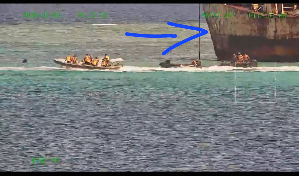 ChapzTwit's tweet photo. @SouthChinase You are liars and bullies.
Your video captured the bow of BRP SIERRA MADRE, it is permanently grounded at Ayungin Shoal (Second Thomas Shoal)!
You deliberately sailed down south, and attack the Philippine forces stationed there. No matter how you twist it, the world knows. 🤪 https://t.co/1GG1CVT4HA