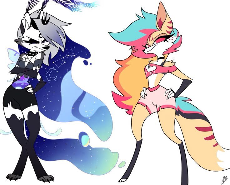herryton63473's tweet photo. These designs are absolutely gorgeous🫠 i can't stop staring at the colors🩷
Art made by ertilerpyzik on DeviantArt 
#Luna #Helluvabossfanart #Loona #Hazbinhotelfanart https://t.co/Q1bbx9oWmD