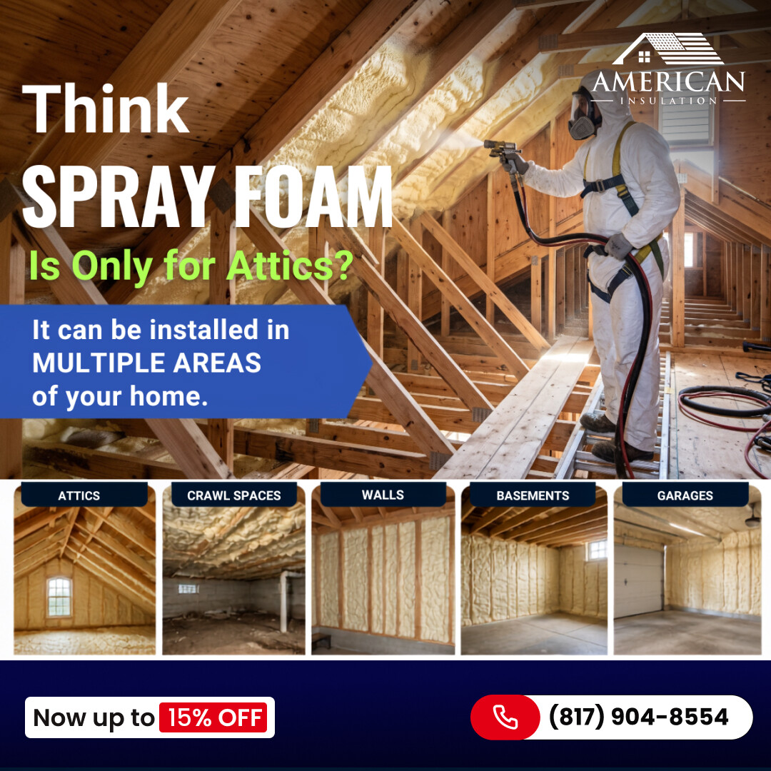 dfw_AI's tweet photo. From crawl spaces to garages, spray foam insulation helps create a more comfortable living environment. 🏡✨ American Insulation covers every corner that needs it.

📞 Call (817) 904-8554 to get up to 15% OFF. https://t.co/cJwg3QBO5x