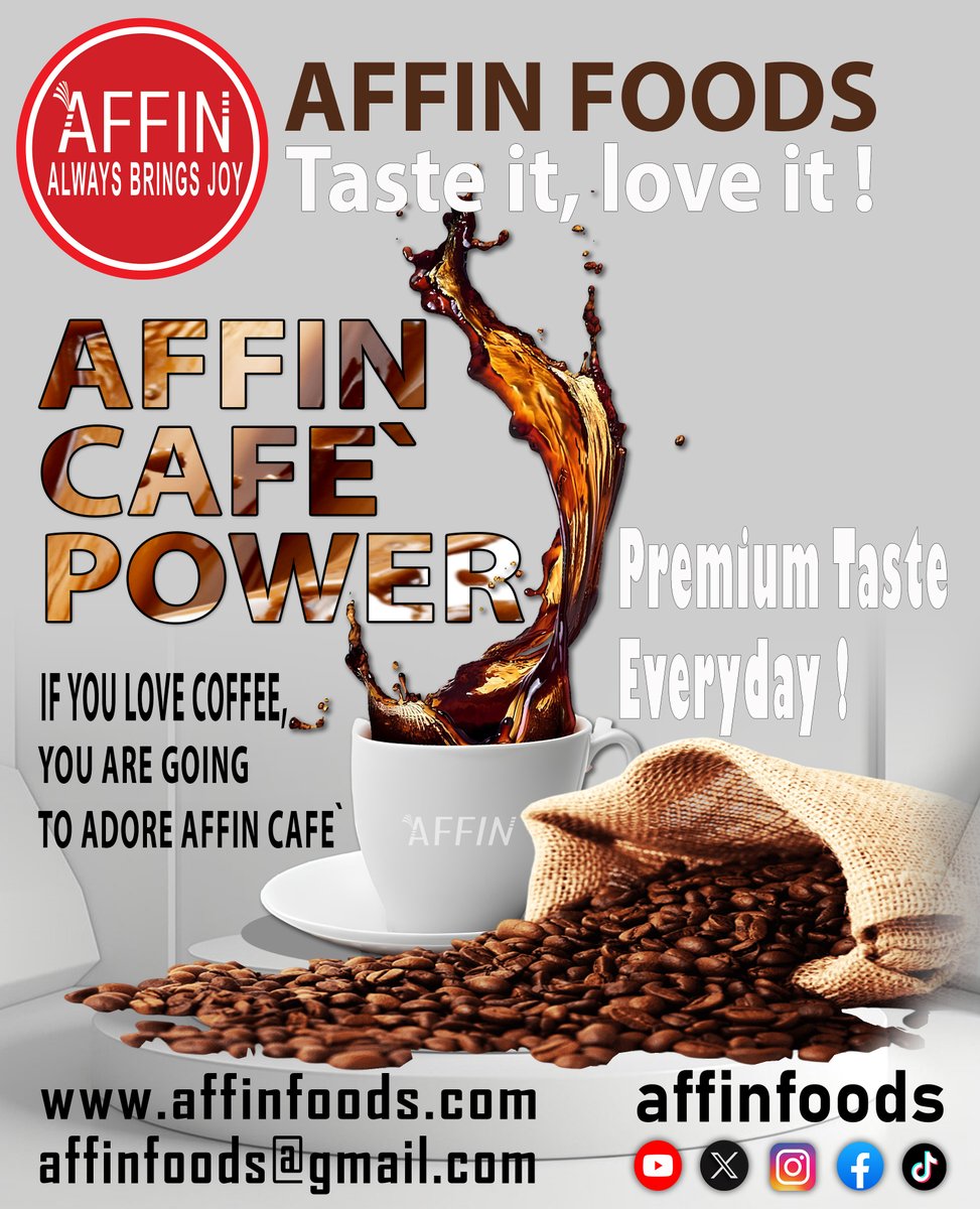 Affindoctor's tweet photo. Life is too short for ordinary coffee. Choose Affin Coffee for a rich, satisfying experience from the first sip to the last.
#affincoffee #premiumcoffee #coffeeobsession #sipthedifference #coffeeloversclub #perfectbrew #dailygrind #enjoythesip #coffeehappiness https://t.co/VlqH8QMoKa