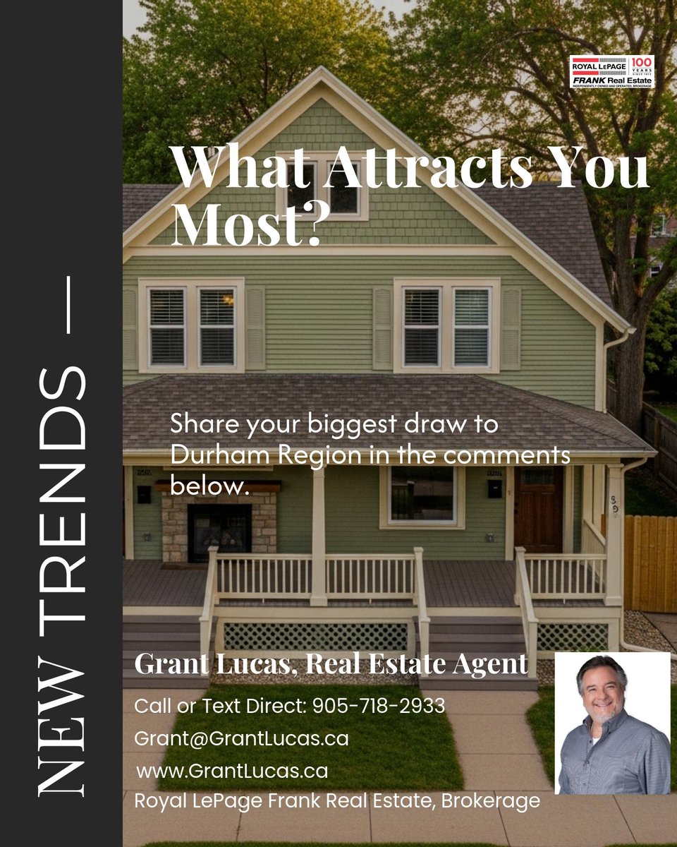 GrantLucas2's tweet photo. Durham Region leads the GTA with homes that draw serious buyers and remain within reach for more budgets. Sellers and buyers see unique opportunities here.

What’s the biggest draw for you? https://t.co/27FTAc8HEB
