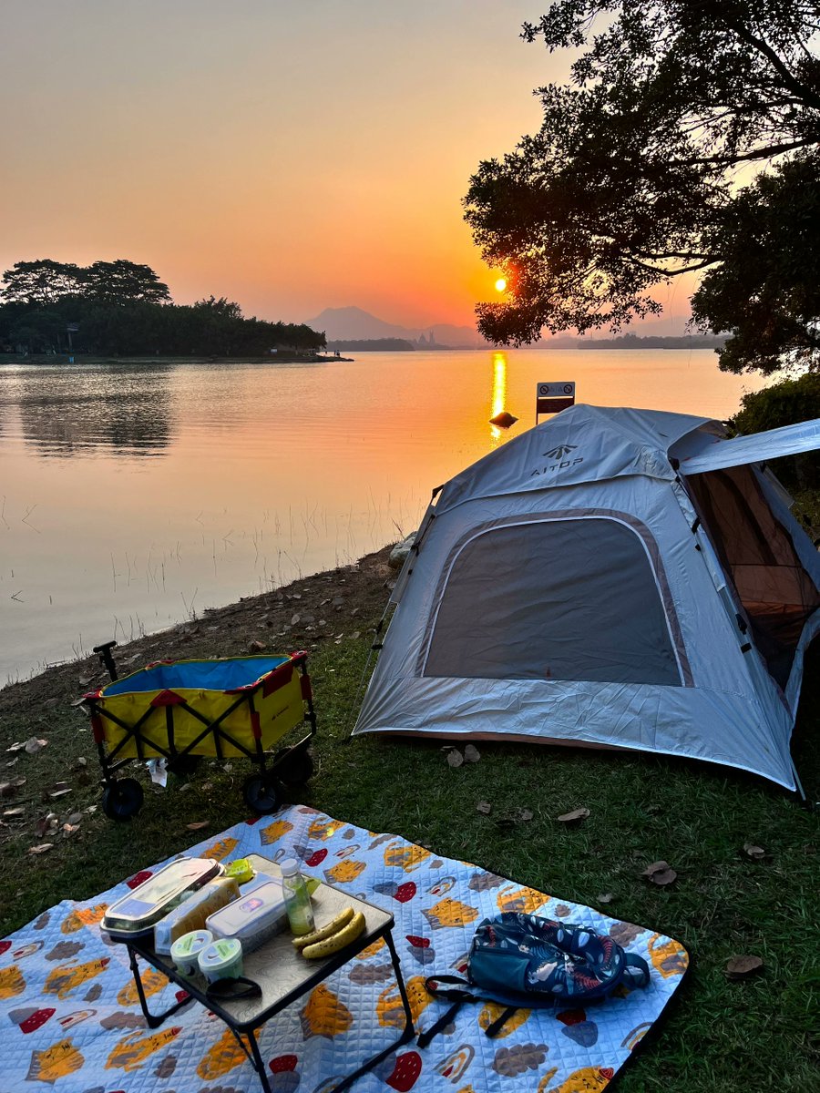 kimhyeonbae82's tweet photo. Woke up to golden sunlight filtering through pine trees, the distant river gurgling, and zero city noise—this is the kind of slow, soul-nourishing escape I needed most. Never want to leave this cozy little mountain campsite.， https://t.co/1W3RbiwgSr