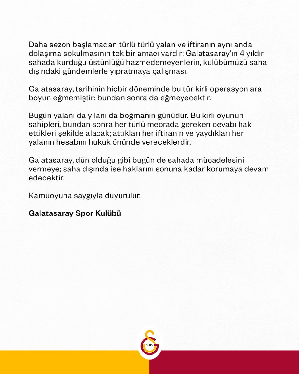 GalatasaraySK's tweet photo. Kamuoyuna Duyuru https://t.co/vi96soAqnG