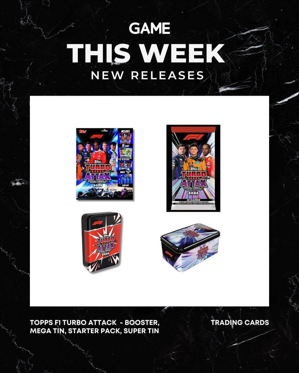 GAMEdigital's tweet photo. 🚨 This week's new releases are landing...

🏎️ Thursday 23rd July
• Topps F1 Turbo Attax – Booster, Starter Pack, Mega Tin &amp; Super Tin
• Nintendo Switch 2 Joy-Con controllers

✨ Friday 24th July
• Disney Lorcana – Trove Set

What are you picking up first? 👀 https://t.co/tRFjcqUBJv
