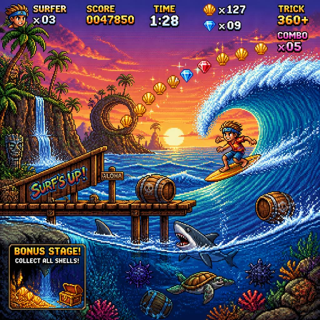 surfreportbr's tweet photo. ๐ฎ๐ Se existisse um jogo de surf com esse visual retrรด, vocรช encararia os tubos, coletaria os bรดnus e ainda escaparia dos tubarรตes? Esse รฉ o tipo de aventura que todo surfista gamer jogaria por horas! ๐โโ๏ธ๐น๏ธ
#Surf #SurfGame #RetroGaming #PixelArt #IndieGame #SurfLife #Gaming #Ocean #Wave #Surfer #GameDev #SurfReport