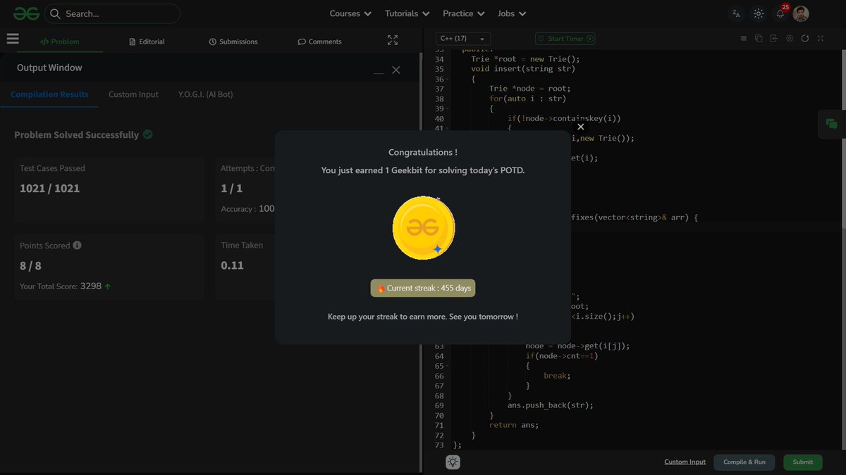 shahidx_05's tweet photo. Day 500 of #1001DaysOfCode
✅ 3 DSA problems 
✅ 4 Codeforces problems https://t.co/8A3tOBRHJJ