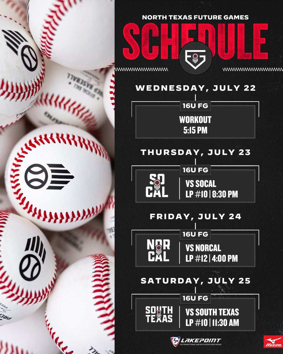 PrepBaseball_TX's tweet photo. ⭐️𝗙𝘂𝘁𝘂𝗿𝗲 𝗚𝗮𝗺𝗲𝘀: 𝗧𝗲𝗮𝗺 𝗡𝗼𝗿𝘁𝗵 𝗧𝗲𝘅𝗮𝘀 𝗦𝗰𝗵𝗲𝗱𝘂𝗹𝗲⭐️

Taking a look at the week ahead for #TeamNorthTexas at the #PBFG26.

𝙋𝙍𝙀𝙑𝙄𝙀𝙒: https://t.co/k0x4D3EG7a

#TeamNorthTexas | @prepbaseball 
@PBRGreen_ | @MSemlerPBR https://t.co/xpdXaSaYLK