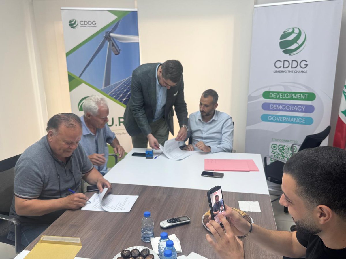 CDDGLebanon's tweet photo. *SAFRA joins NOUR Program!*
A cooperation agreement has been signed between CDDG, ME Green, and local stakeholders, allowing Safra North Bekaa to officially join the “NOUR” Program. 
#CDDG #MEGreen #NOUR #SAFRA https://t.co/NFHgWevEIM