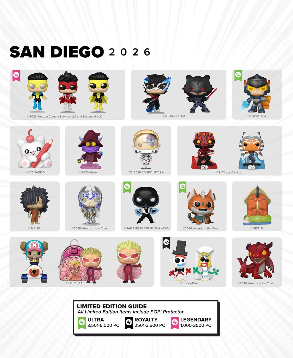 FunkoEurope's tweet photo. 👋 Greetings from San Diego! Grab our most-popular convention exclusives* before they’re gone for good.
Enter now: https://t.co/OEFp38JfVl https://t.co/HvyWMfhlsu
