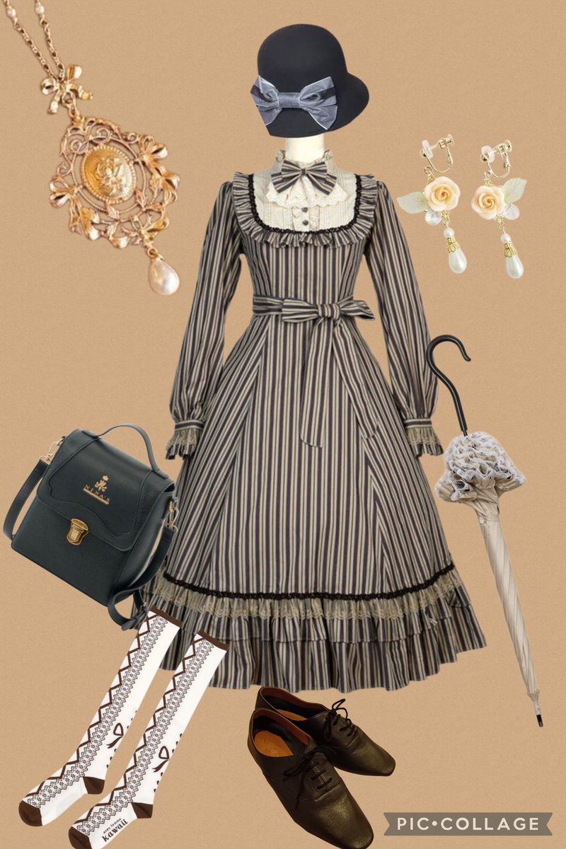 cat_knit_lolita's tweet photo. 手持ちコーディネートでコラ画像作るの楽しすぎ‼️‼️‼️ https://t.co/quwFV4oB73