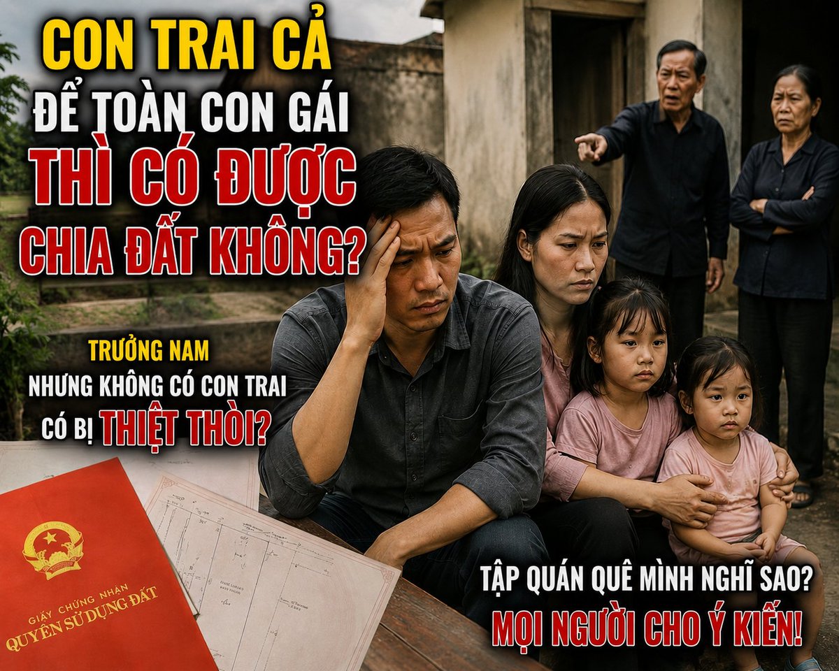 loaphuongHN0010's tweet photo. Con trai cả mà không có con trai thì sau này khác lắm...Nếu bạn là con trai cả nhưng chỉ có con gái, bạn có cảm thấy áp lực từ gia đình hay không? 👇
#GiaĐình #ConTrai #ConGái #ConTrưởng #TranhLuận https://t.co/h2JDPomUkC